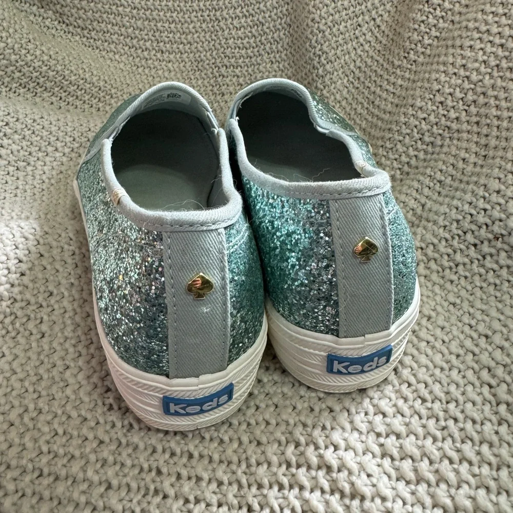 Kate Spade x Keds Triple Decker Glitter Loafer Slip-on Dusty Blue Womens Size 11